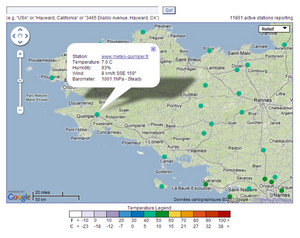 Carte des stations météo de weatherlink.com